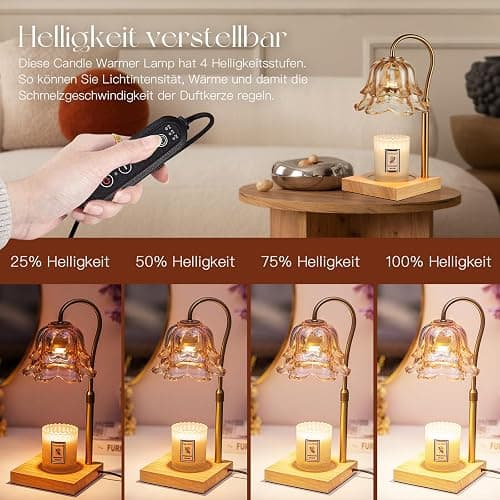 Staymoment Gold Candle Warmer Kerzenwärmer Lampe, Geschenke für Frauen | Elektrische Duftlampe für Duftkerzen, mit Timer und Dimmer, Höhenverstellbar, Wohnzimmer Deko thumbnail 6