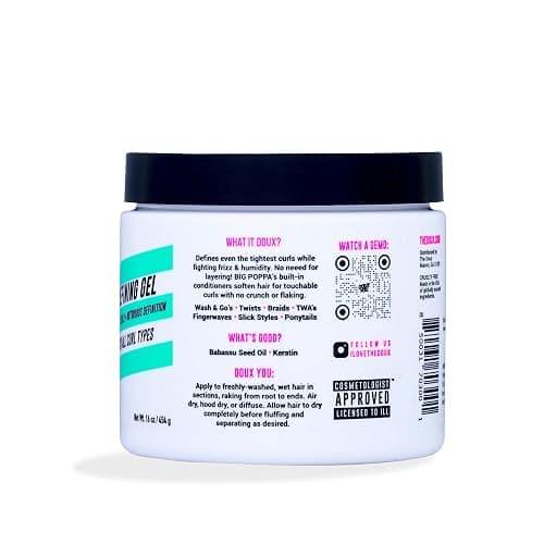 The Doux BIG POPPA Curl Defining Gel for Curly Hair – Frizz Control Styling Gel with Babassu Oil for Long-Lasting Shine & Soft Hold – Non-Crunch Hair Gel for Women, Coils, Waves & Curls thumbnail 2