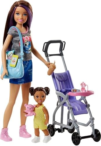 Barbie Babysitting Playset with Skipper Doll, Baby Doll, Bouncy Stroller and Themed Accessories - Image 1