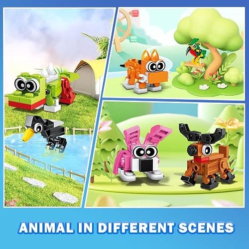 HOGOKIDS 60 Kinds Party Favors for Kids, 20 Pack 3-in-1 Animals Building Block Toy Sets for Goodie Bags Stocking Stuffer Classroom Prizes Birthday Christmas Easter Gifts for Boys Girls Ages 6-12+ thumbnail 4