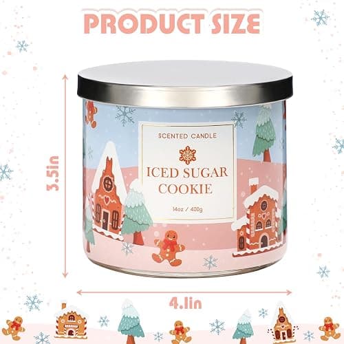 Gingerbread Christmas Scented Candle - Large 3 Wicks,Christmas Balsam Candles, 14oz, 60Hour Burn Time, Ideal Soy Candle Gift for Women, Friends, and Loved thumbnail 3