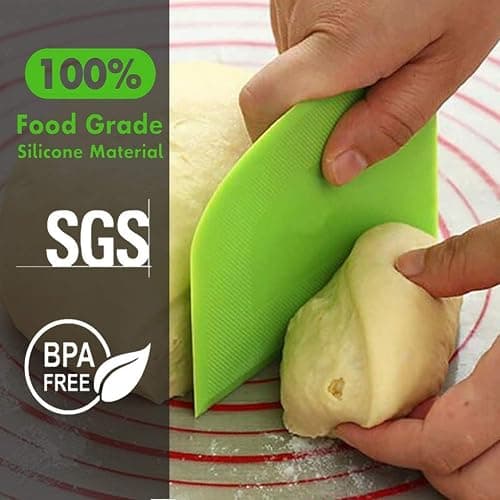 SURDOCA Dough Scraper Bench Scraper - 3P 5.9x4.3" Plastic Flexible Bowl Scraper, Sharp Edge & Angles Cake Scraper. Non-Slip Bakeware Decorating Tools Sculpting & Modeling Tools - Pink+White+Pink thumbnail 3