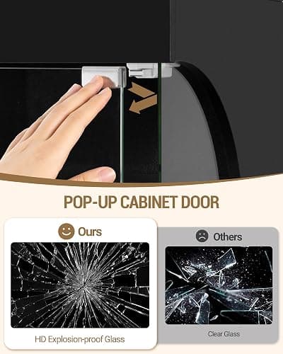 Display Cabinets with Glass Door and Colorful Lights , 4 Tiers, Black | Glass Display Intelligent Human Sensor, Display Case Bookcase for Living Room, Bedroom, for Collectibles Trophy thumbnail 5
