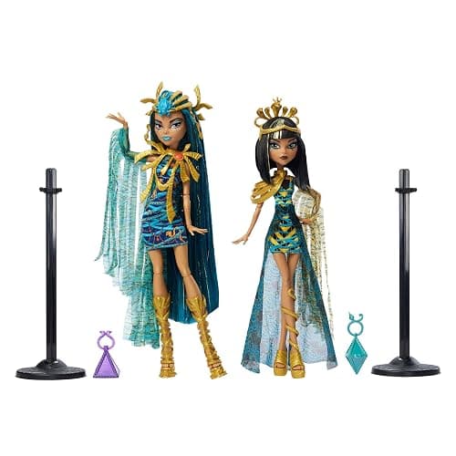 Monster High Momies Majestueuses Coffret de Deux poupées à Collectionner Cleo et Nefera De Nile avec Accessoires dorés et vêtements de qualité supérieure, HXJ01 thumbnail 3