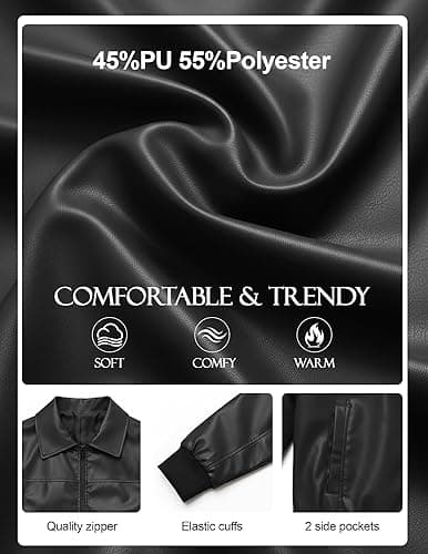 Women's Faux Oversized Leather Jacket Zip Up Motorcycle Bomber Fall Jacket thumbnail 5