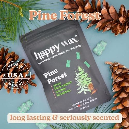 Happy Wax Cozy Cabin Winter Scented All Natural, Non Toxic Soy Wax Melts; 6 Total Oz. of Scented Wax Melts, Collection Includes Bonfire, Bourbon &Wood and Pine Forest thumbnail 7
