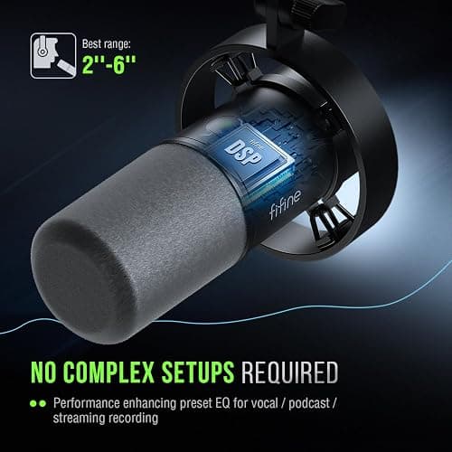 FIFINE Dynamic Microphone, XLR/USB Podcast Recording PC Microphone for Vocal Voice-Over Streaming, Studio Metal Mic with Mute, Headphone Jack, Monitoring Volume Control, Windscreen-Amplitank K688 thumbnail 6