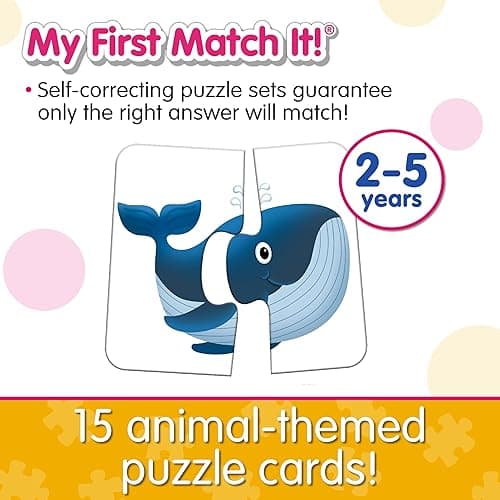 The Learning Journey: My First Match It! - Head and Tails - 15 Self-Correcting Animal Memory Matching Puzzles Games - Educational Activities for Learning - Preschoolers Age 2-5 - Award Winning Toys thumbnail 4