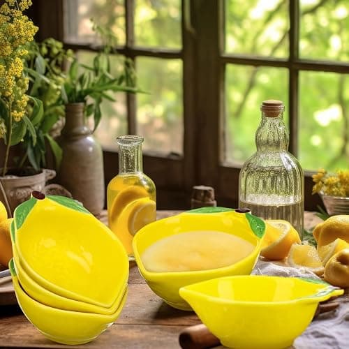 Tioncy 12 Pcs Ceramic Ramekins Small Dessert Bowls 6 oz Oven Safe Ceramic Dish Dip Bowl Seasoning for Serving Sauce Snack Baking Brulee Pudding(Lemon) thumbnail 5