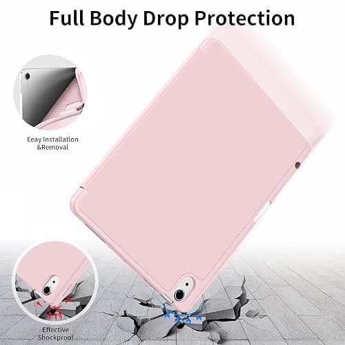 KenKe Case for iPad Air 11 Inch M3/M2 (2025, 2024), iPad Air 5th/4th Generation (2022/2020 10.9-Inch) with Pencil Holder, Slim Protective Smart Cover with Trifold Stand and Auto Sleep/Wake, Pink - Pink thumbnail 3