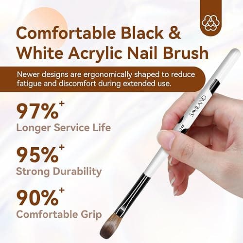 Saviland 3pcs Acrylic Nail Brush Set, Size 8/10/14 Kolinsky Acrylic Nail Brushes for Acrylics Application, Acrylics Powder Nails Art Extension with Black & White Handle for Beginner & Professional thumbnail 7