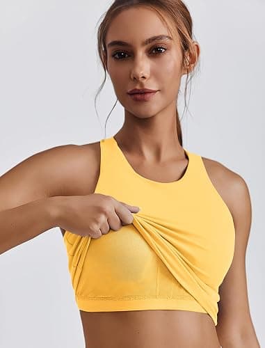 PINSPARK Women Sports Bra High Neck Racerback Workout Crop Tank Top Longline Padded Yoga Tops with Built in Pads thumbnail 4