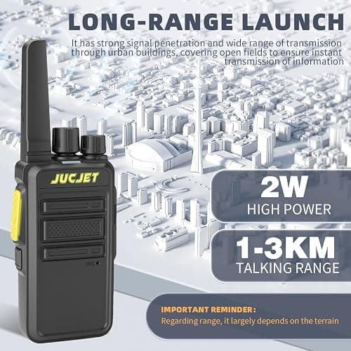 JUCJET V12D Walkie Talkie, Long Range Walkie Talkies with Smart Noise Cancellation&Voice Recognition - Encrypted Communication, Analog Scanning, Wireless Cloning, 446MHz, 16CH(2Pcs Black) thumbnail 7