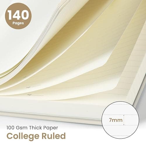 Taja Lined Spiral Journal Notebook for Women & Men, 140 Pages, College Ruled Hardcover Notebook for Work & Note Taking, Journals for Writing, A5(5.7" x 7.9") – Beige thumbnail 2