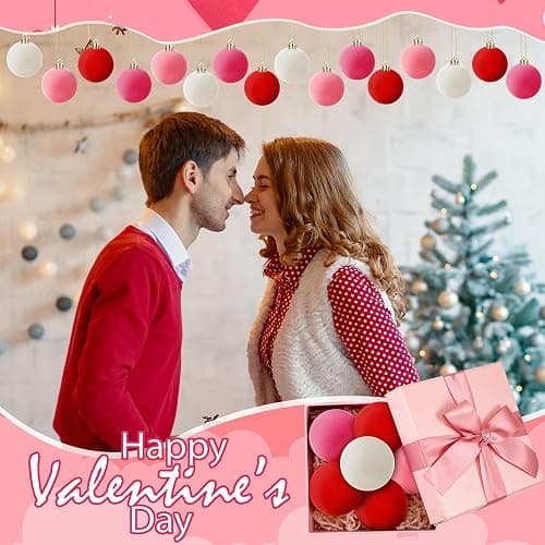 24 Pcs 2 Inch Valentine's Day Hanging Ball Ornament Valentine Velvet Ball Ornament for Tree Pink Red White Decorative Hanging Velvet Plastic Ornaments for Valentine Holiday Party Decor(Sweet Color) thumbnail 5