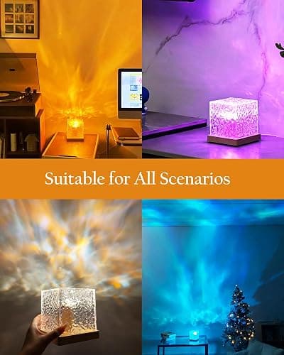 Deogos Lava Lamp,5.1 inch Ocean Wave Projector Light Northern Lights Cube Aurora Glow Sunset Lamp,16 Colors Gradual Rotating with Remote Control for Bedroom Living Room and Game Room Decor thumbnail 6