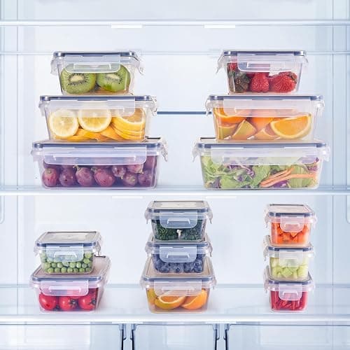 48Pcs Food Storage Container Set kitchen organizers Meal Prep Containers Lock Lids Reusable Plastic Lunch Box Snack Salad Containers 24 Boxes and 24 Lids Pantry and Kitchen Organization thumbnail 2