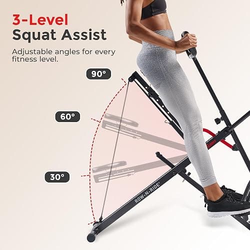 Sunny Health & Fitness Smart Upright Row-N-Ride Trainer w/Adjustable Resistance & 330LB Weight Capacity, Foldable Home Exercise Equipment for Arm, Glute & Leg Training, Free SunnyFit App Connection thumbnail 3