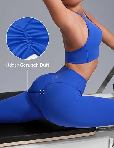 INGIA Womens High Waist No Front Seam Scrunch Butt Leggings Workouts 25 Inches V-Back Scrunch Booty Gym Yoga Pants thumbnail 3