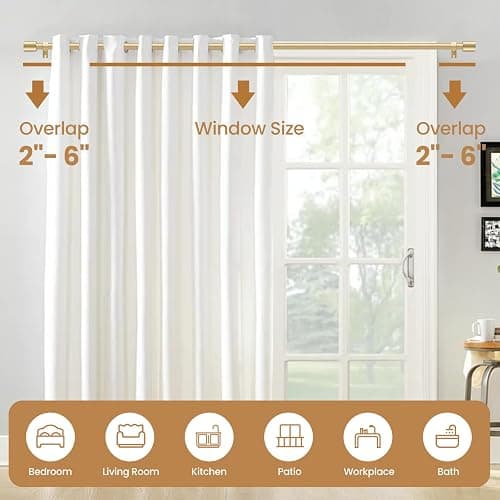 Curtain Rod for Windows 28 to 48 Inch, 5/8 Inch Gold Adjustable Curtain Rod with 2 Brackets, Easy Installation and Simple End Caps, For Living Room, Bedroom, Outdoor thumbnail 6
