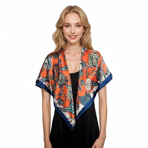 RIIQIICHY Head Scarf for Women Like Silk Scarf Hair Scarf Printed Square Scarf Bandanas for Women 35 Inches thumbnail 4