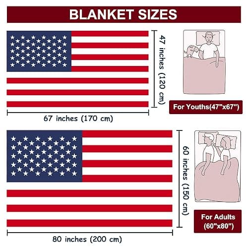 Sviuse American Flag Blanket, Twin Size USA Throw Blanket 60x80 Inches, Gifts Blanket for Bed Couch Chair Fall Winter Camping Living Room Office thumbnail 2