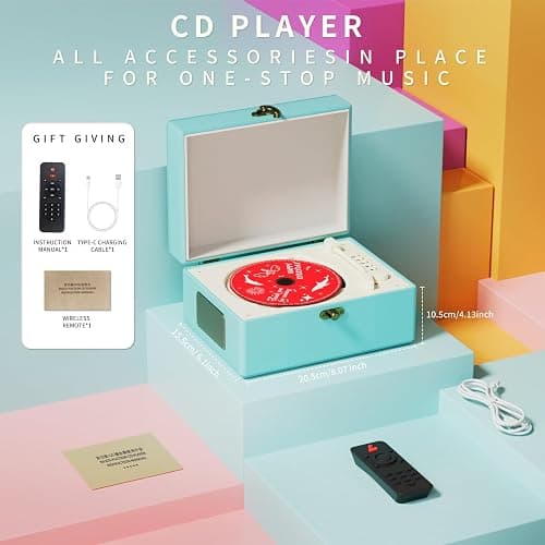 Yintiny Blue Time Music Box CD Player with Speaker for Home Decoration thumbnail 4