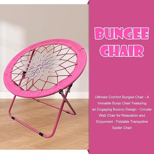 CAMP SOLUTIONS Bungee Chair Portable Foldable, Dish Chair Bunjo Game Chair for Outdoor and Indoor and Camping and BBQ (Pink) thumbnail 5