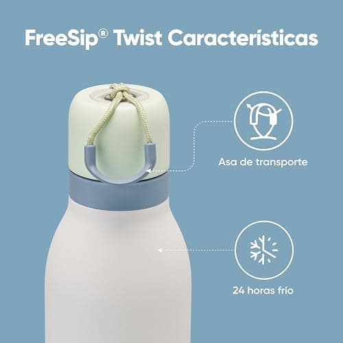 Owala FreeSip Twist Insulated Stainless Steel Water Bottle with Straw for Sports and Travel, BPA-Free, 24-oz, Green/White (Iced Breeze) thumbnail 3