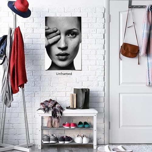 Trendy Luxury Wall Art-Retro Fashion Woman Covering One Eye Poster For Girls Room Wall Decor-Vintage Feminist Black And White Art Canvas Print Picture For Girly Apartment Dorm thumbnail 2