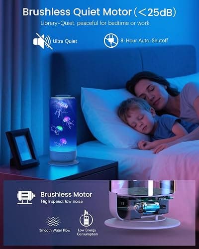 Jellyfish Lamp Quiet Calming Night Light for Bedroom Decor Gift(White） | 7 Color Changing LED Lights | 8H Auto-Off Timer thumbnail 5
