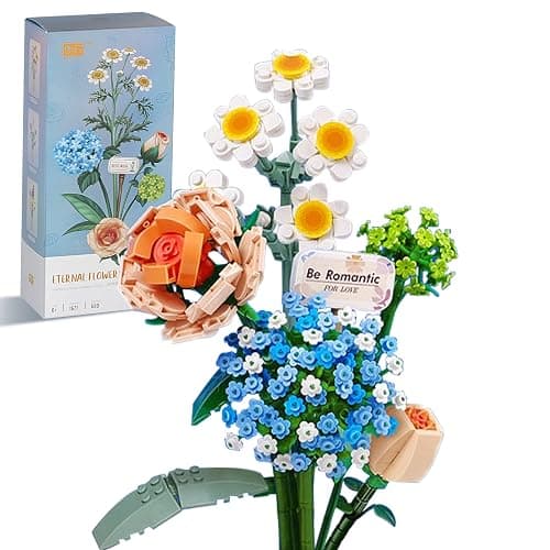 ZIYOSTAR Mini Bricks Flower Bouquet Building Sets, Artificial Flowers, DIY Unique Decoration Home, 680 Pieces Botanical Collection for Ages 6-12 Year Old Girl for Gift… - Starry sky - Image 1