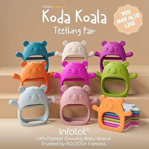 Infatot® Teething Toys for Baby Gifts – Chicken Silicone Mitten Teether, Soothing Glove for Infants, Baby Toys 0-6 Months, Soft Chewable Teether Toy to Prevent Finger Sucking, Plum - Chicken Plum thumbnail 4