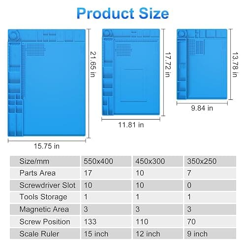 STREBITO Silicone Soldering Mat Electronics Mat, Solder Pad Heat Resistant 932°F, Magnetic Work Mat Silicone Repair Mat for Soldering, Computer, Laptop, Cell Phone, RC, Watch, Gun, Size 17.7" x 11.8" thumbnail 2