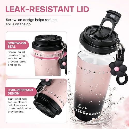 Rolitwils 18 oz Ceramic Lined Insulated Tumbler with Straw, Coffee Mug | Ceramic-lined coffee tumbler for clean coffee and tea taste; 316L stainless steel, 18 oz and straw lid for commuting. thumbnail 4