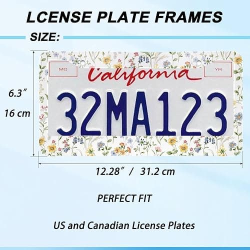 1Pc Wildflowers Too Flower License Plate Frames Cover Holders Aluminum Alloy License Plate Cover with Screw Caps Cover and Screwdriver Set - 2-Hole for Girl Women thumbnail 3