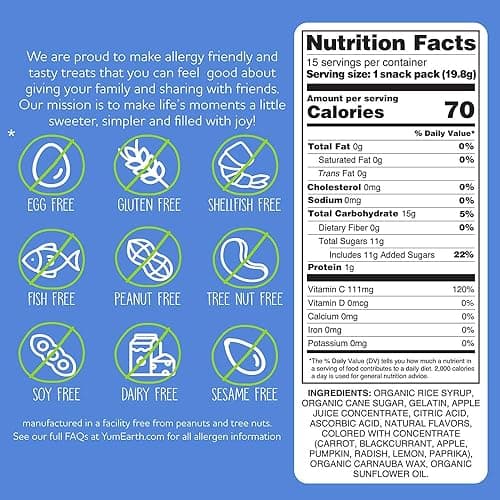 YumEarth Organic Gummy Bears - Fruity Gummy Candy Snack Packs, Gluten Free Snacks for Kids - Allergy Friendly, Non-GMO, No Artificial Flavors or Dyes - Assorted Flavors, 0.7 Oz - 15 Count (Pack of 1) thumbnail 4