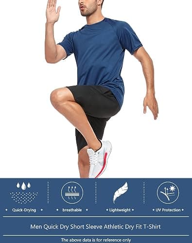Kinglaman 5 Pack Mesh Workout Shirts for Men Dry Fit Gym Shirts Quick Dry Athletic Short Sleeve T-Shirt Moisture Wicking thumbnail 5