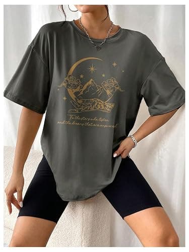 SOLY HUX Women's Oversized Graphic Tees Drop Shoulder Half Sleeve Loose Casual T Shirt Tops thumbnail 5