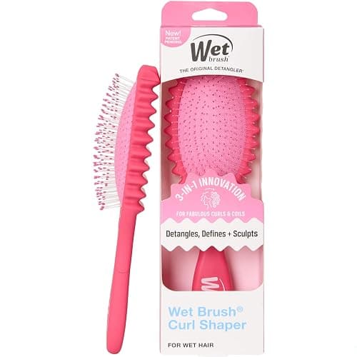 Wet Brush Curl Shaper Detangler Brush, Pink, Curl Defining for Curly and Coily Hair Types, IntelliFlex Bristles Detangle for Frizz-Free Shaping, Made for Women, Men & Kids - Image 1
