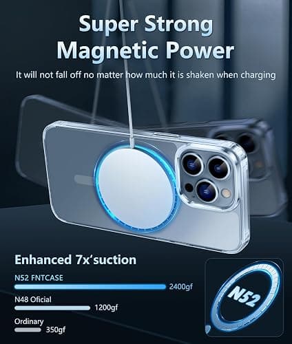 FNTCASE for iPhone 12 Pro-Max Case: Clear Magnetic Phone Cases Compatible with Magsafe Slim Anti Yellowing Military Grade Drop Protection Rugged Protective Transparent Cell Phone Cover (A-Clear) thumbnail 3