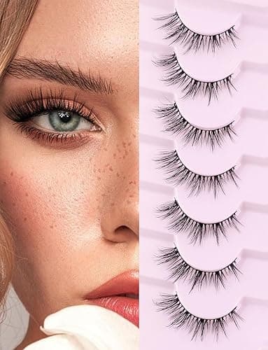 Cat Eye Lashes Wispy Eyelashes 15mm Manga Cat Eyelashes Natural Look Wispy False Lashes 3D Volume Fake Eyelashes Anime Lash Soft Faux Mink Lashes 7 Pairs Lashes Pack Siligli - Manga Cat D-293