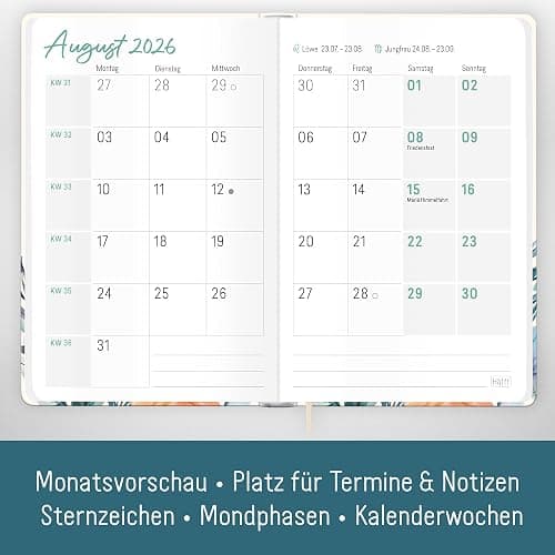 Häfft® Großdruck-Kalender 2026 mit extra großer Schrift & Zahlen - Hardcover Wochenplaner "Hibiskus" - nachhaltig & klimafreundlich thumbnail 4