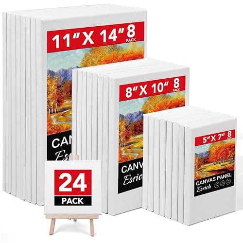 ESRICH Stretched Canvas for Painting, 24 Multi Pack 11x14, 8x10, 5x7(8 of Each) Blank Canvases for Painting, Primed Paint Canvas for Oil Paint, Acrylic Paint, for Beginners, Artists. - Image 1