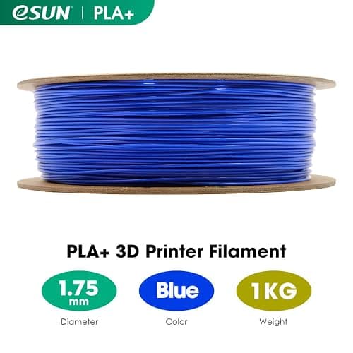 eSUN PLA+ Filament 1.75mm, Enhanced Toughness 3D Printer Filament PLA Plus, Dimensional Accuracy +/- 0.03mm, 1KG Spool (2.2 LBS) 3D Printing Filament for 3D Printers, Blue thumbnail 2
