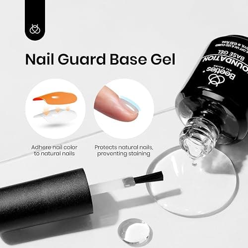 Beetles Peel Off Base Coat and Top Coat Gel Nail Polish Set, 2Pcs 15ml Peelable Base Gel and Top Coat Easy Removal, UV LED Lamp Peel off Nail Polish without Damage for Beginners Weak Thin Nails thumbnail 5