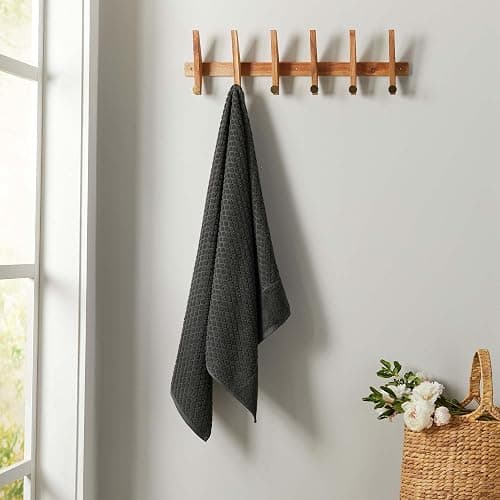Dark Grey Bath Towels - 100% Cotton 6 Piece Towel Set - 2 Bath Towels, 2 Hand Towels, 2 Washcloths - Absorbent, Durable, Quick-Dry Towel for Bathroom - Low-Twist Two-Ply Decorative Towel (Midnight) - 6 Piece Set - 13 Midnight thumbnail 3