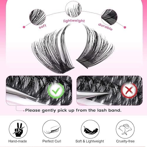 580pcs Cluster Lashes - Individual Eyelashes/Natural Eyelash Clusters D Curl Lashes 8-16MM Soft & Fluffy Thick Volume DIY Russian Lash Extensions (30D+40D+50D+60D+80D+100D) thumbnail 5