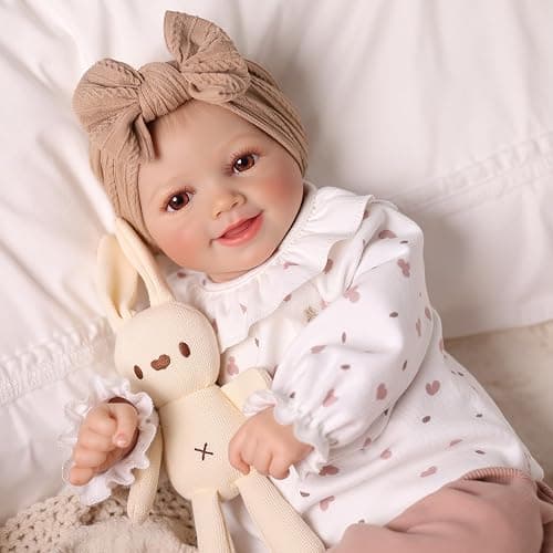 BABESIDE Reborn Babies Doll 17-Inch Sunny Realistic Lifelike Newborn with Softness Cloth Body Real Life Girls Open Eyes,White thumbnail 5