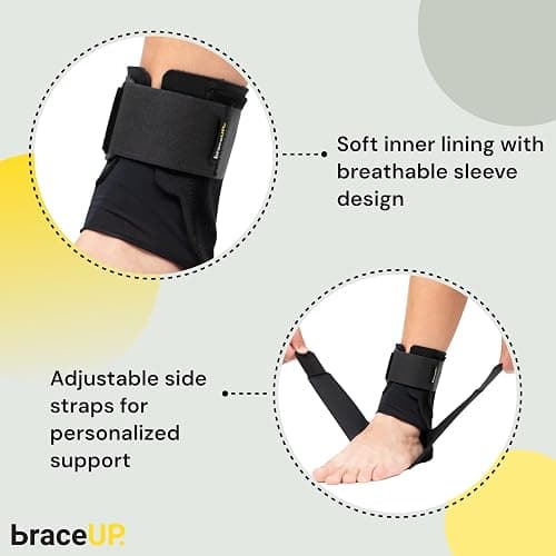 BraceUP Ankle Brace - Relieve Pain, Enhance Stability for Foot Pain, Sprained Ankle, Achilles Tendonitis, Men and Women (Black) thumbnail 4